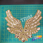 Gold/Rose Gold Wing Rhinestone Iron On Applique, IRA-046-1
