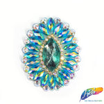 Oval Rhinestone Medallion Gel-Back Iron On Applique, IRA-134