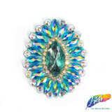 Oval Rhinestone Medallion Gel-Back Iron On Applique, IRA-134