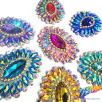 Oval Rhinestone Medallion Gel-Back Iron On Applique, IRA-134