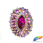Oval Rhinestone Medallion Gel-Back Iron On Applique, IRA-134