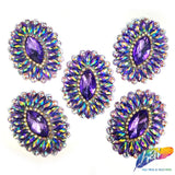 Oval Rhinestone Medallion Gel-Back Iron On Applique, IRA-134