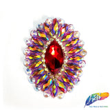 Oval Rhinestone Medallion Gel-Back Iron On Applique, IRA-134