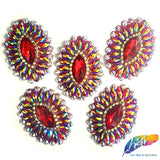 Oval Rhinestone Medallion Gel-Back Iron On Applique, IRA-134