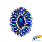 Oval Rhinestone Medallion Gel-Back Iron On Applique, IRA-134