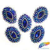 Oval Rhinestone Medallion Gel-Back Iron On Applique, IRA-134