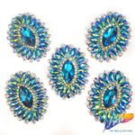 Oval Rhinestone Medallion Gel-Back Iron On Applique, IRA-134