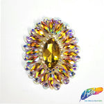 Oval Rhinestone Medallion Gel-Back Iron On Applique, IRA-134