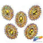 Oval Rhinestone Medallion Gel-Back Iron On Applique, IRA-134