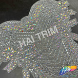 Crystal AB Rhinestone Bodice Iron On Applique, IRA-002