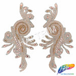 Rhinestone Motif Iron On Applique (Sold by the Pair), IRA-013