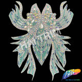 Tiffany Blue AB/Crystal AB Rhinestone Bodice Iron On Applique, IRA-017