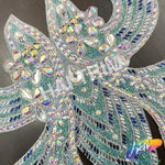 Tiffany Blue AB/Crystal AB Rhinestone Bodice Iron On Applique, IRA-017