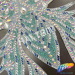 Tiffany Blue AB/Crystal AB Rhinestone Bodice Iron On Applique, IRA-017