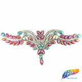 Colored Resin Rhinestone Motif Iron On Applique, IRA-054