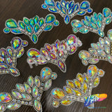 Multicolor Gel-Back Rhinestone Iron On Applique, IRA-081