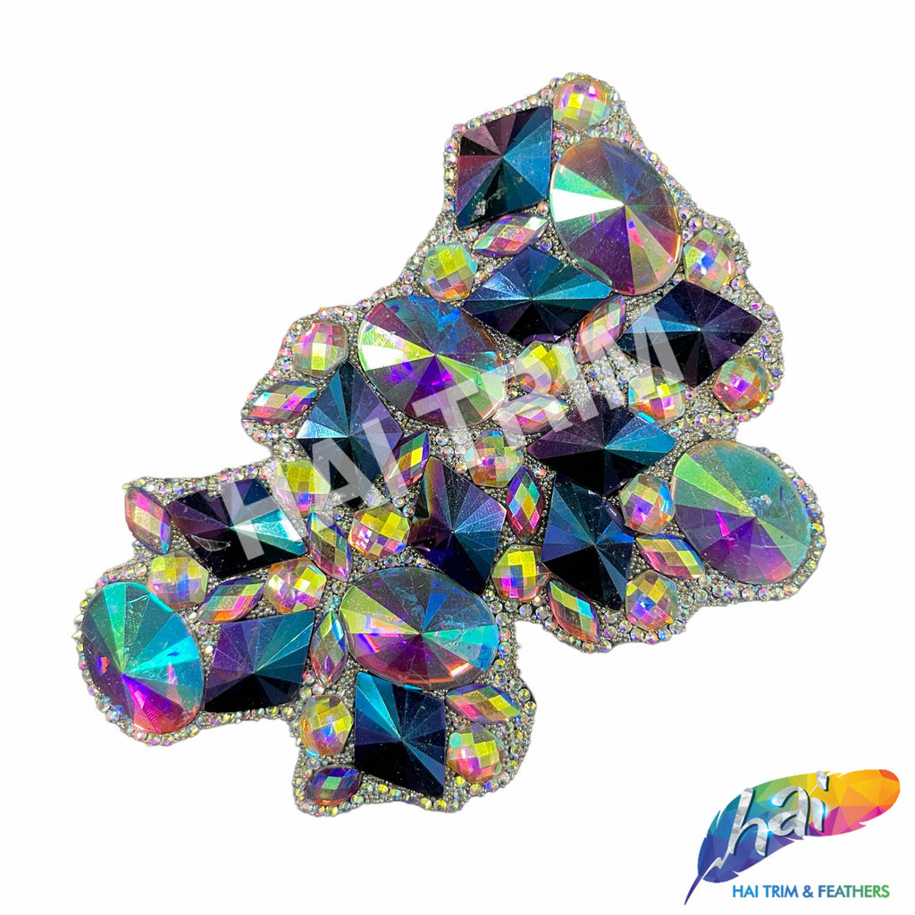 Multicolor Rhimestone Fringe Multicolor Clustered Rhinestone Iron On Applique (One Side Only), IRA ...