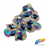 Multicolor Clustered Rhinestone Iron On Applique (One Side Only), IRA-090-1