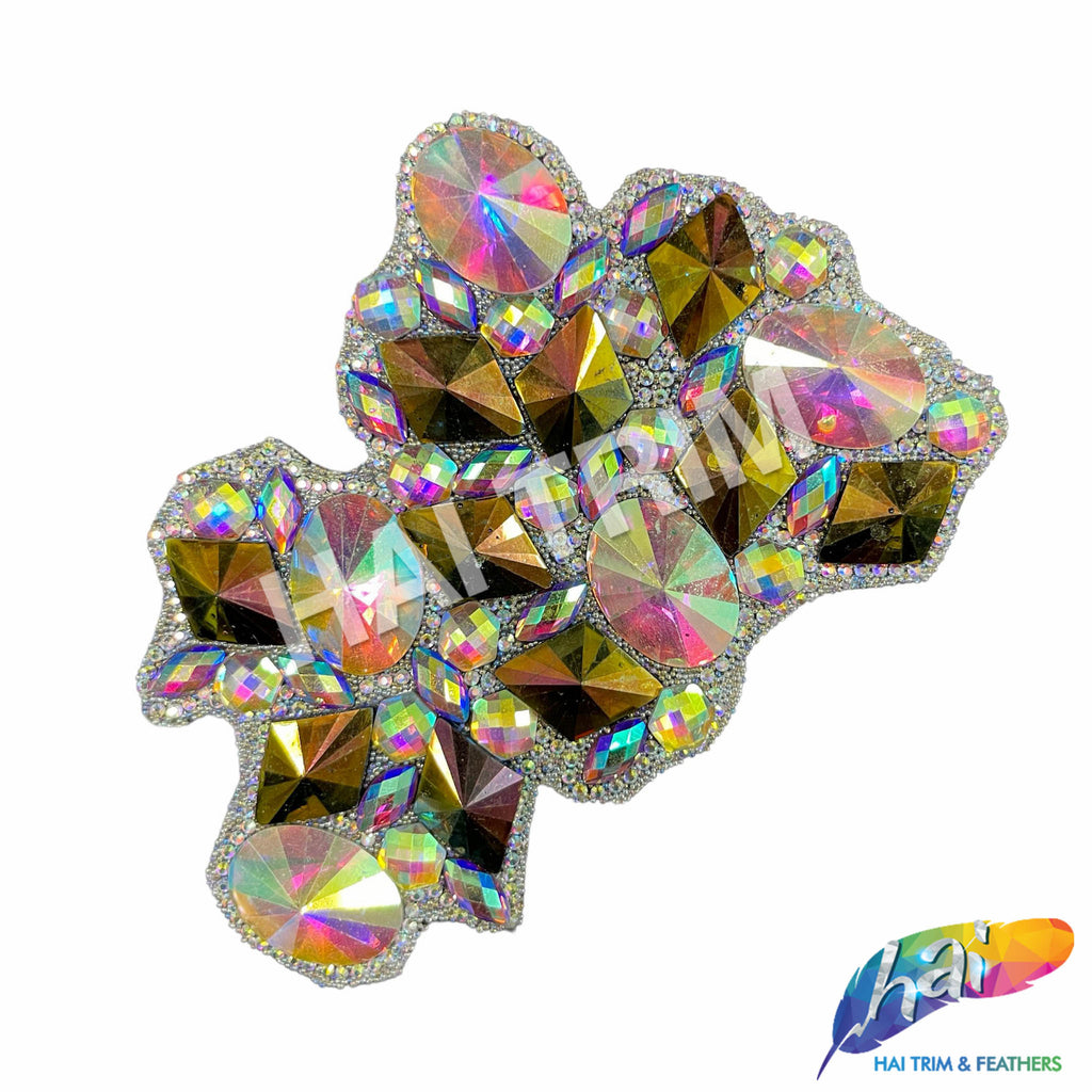 Multicolor Rhimestone Fringe Multicolor Clustered Rhinestone Iron On Applique (One Side Only), IRA ...