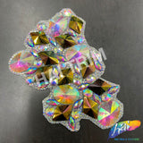 Multicolor Clustered Rhinestone Iron On Applique (One Side Only), IRA-090-1