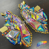 Multicolor Gel-Back Rhinestone Applique by the Pair, IRA-101