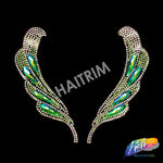 Multicolor Swirl Leaf Rhinestone Iron On Applique (sold by pair), IRA-104