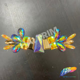 Purple AB/Yellow AB/Rose Gold Gel-Back Rhinestone Appliques, IRA-113