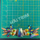 Purple AB/Yellow AB/Rose Gold Gel-Back Rhinestone Appliques, IRA-113