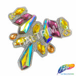 Multicolor Gel-Back Rhinestone Iron On Applique, IRA-117