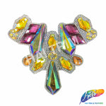 Multicolor Gel-Back Rhinestone Iron On Applique, IRA-117