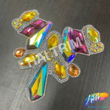 Multicolor Gel-Back Rhinestone Iron On Applique, IRA-117