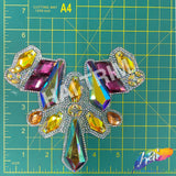Multicolor Gel-Back Rhinestone Iron On Applique, IRA-117