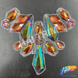 Multicolor Gel-Back Rhinestone Iron On Applique, IRA-117