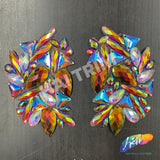 Multicolor AB Gel-Back Iron On Applique (Sold by Pair), IRA-128