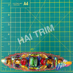 Multicolor Rhinestone Motif Iron On Applique, IRA-137
