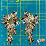 Metallic Stone Motif Iron On Applique (Sold by Pair), IRA-138