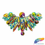 Aqua AB/Red AB Multicolored Iron On Applique, IRA-145