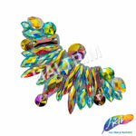 Aqua AB/Red AB Multicolored Iron On Applique, IRA-145