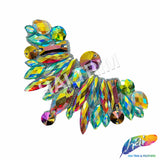 Aqua AB/Red AB Multicolored Iron On Applique, IRA-145