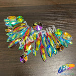 Aqua AB/Red AB Multicolored Iron On Applique, IRA-145