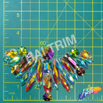 Aqua AB/Red AB Multicolored Iron On Applique, IRA-145