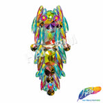 Aqua AB/Red AB Multicolored Iron On Applique, IRA-146