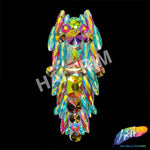Aqua AB/Red AB Multicolored Iron On Applique, IRA-146