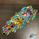 Aqua AB/Red AB Multicolored Iron On Applique, IRA-146