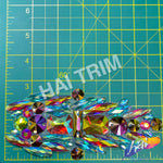 Aqua AB/Red AB Multicolored Iron On Applique, IRA-146