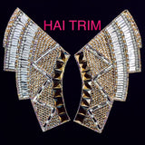 SALE! Gel-Back Rhinestone Appliques, Colored Iron-on Crystal Rhinestone Patches by the Pair, IRA-020