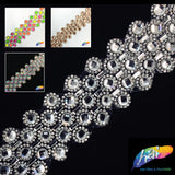 1 3/4" 4-row Dotted Rhinestone Iron on Trim, IRT-009