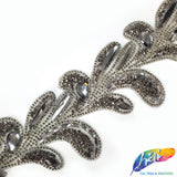 3 1/4" Leaf Vine Crystal Iron on Trim, IRT-023