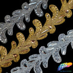 3 1/4" Leaf Vine Crystal Iron on Trim, IRT-023