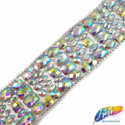 2 1/2" Crystal AB Multi-stone Iron On Trim Banding, IRT-112